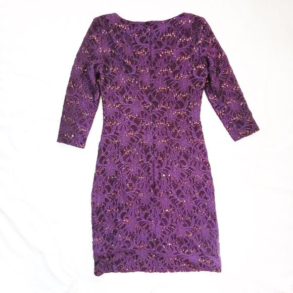 Ralph Lauren Purple Lace Evening Dress with Sequins Size 12 - Picture 2 of 9